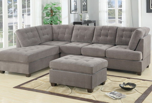 Best ideas about Grey Sectional Sofa With Chaise
. Save or Pin Contemporary 3PC Grey Sectional Sofa Microsuede Reversible Now.