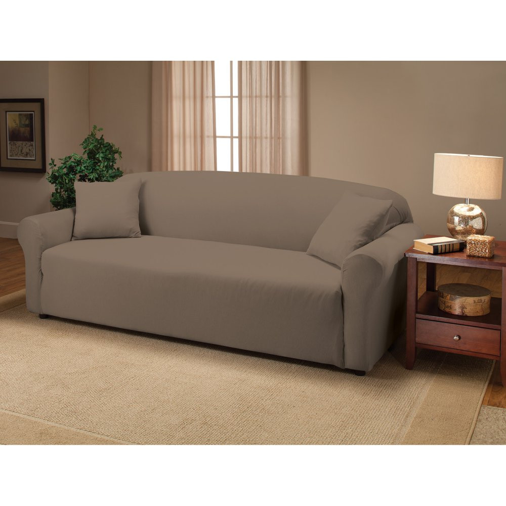 Best ideas about Grey Sofa Slipcover
. Save or Pin Madison Stretch Jersey Grey Sofa Slipcover Solid Now.