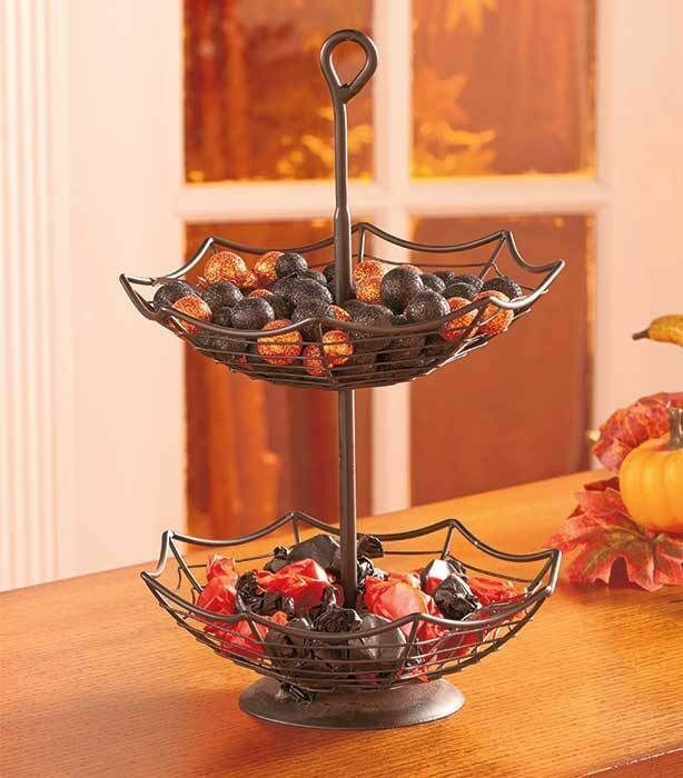 Best ideas about Halloween Kitchen Decor
. Save or Pin 2 Tier Metal Basket Spider Web Bowl Treats Candy Holder Now.