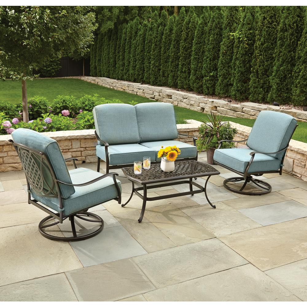 Best ideas about Hampton Bay Outdoor Furniture
. Save or Pin Hampton Bay Belcourt 4 Piece Metal Patio Conversation Set Now.