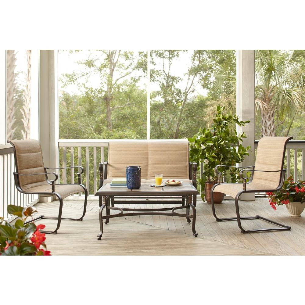 Best ideas about Hampton Bay Outdoor Furniture
. Save or Pin Hampton Bay Belleville Padded Sling 4 Piece Patio Seating Now.