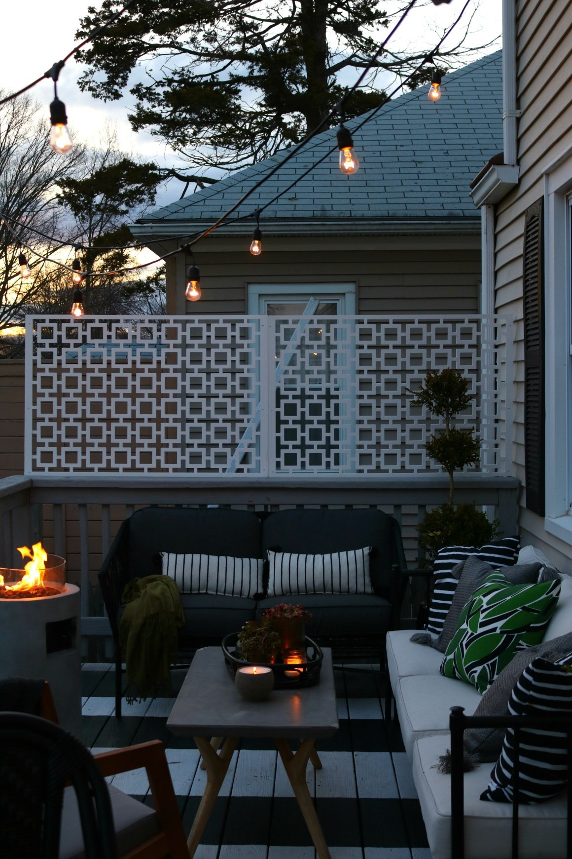 Best ideas about Hanging Patio Lights
. Save or Pin How we hung our Deck String Lights Privacy Screen and Now.