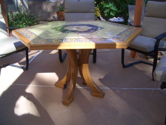 Best ideas about Hexagon Patio Table
. Save or Pin Items similar to Hexagon Patio Table Ceramic Furniture Now.