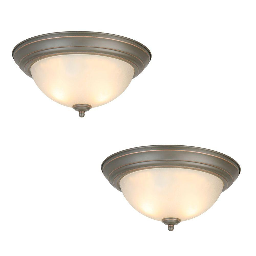 Best ideas about Home Depot Lighting Fixtures
. Save or Pin mercial Electric 2 Light Oil Rubbed Bronze Flushmount Now.