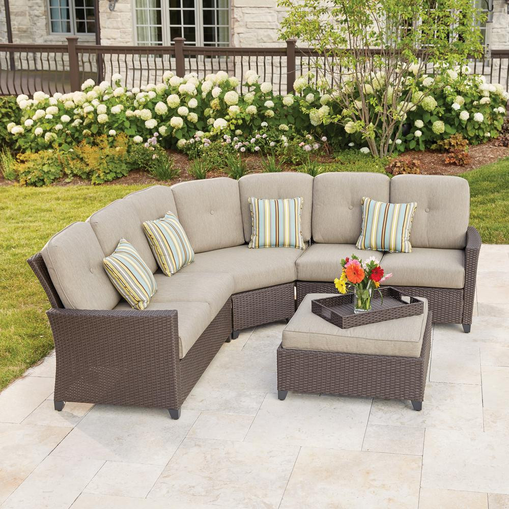 Best ideas about Home Depot Patio
. Save or Pin Hampton Bay Tacana 4 Piece Wicker Patio Sectional Set with Now.