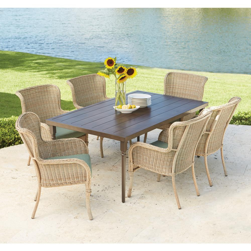 Best ideas about Home Depot Patio Dining Sets
. Save or Pin Hampton Bay Lemon Grove 7 Piece Wicker Outdoor Dining Set Now.