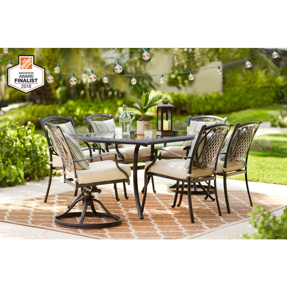 Best ideas about Home Depot Patio Dining Sets
. Save or Pin Hampton Bay Belcourt 7 Piece Metal Outdoor Dining Set with Now.