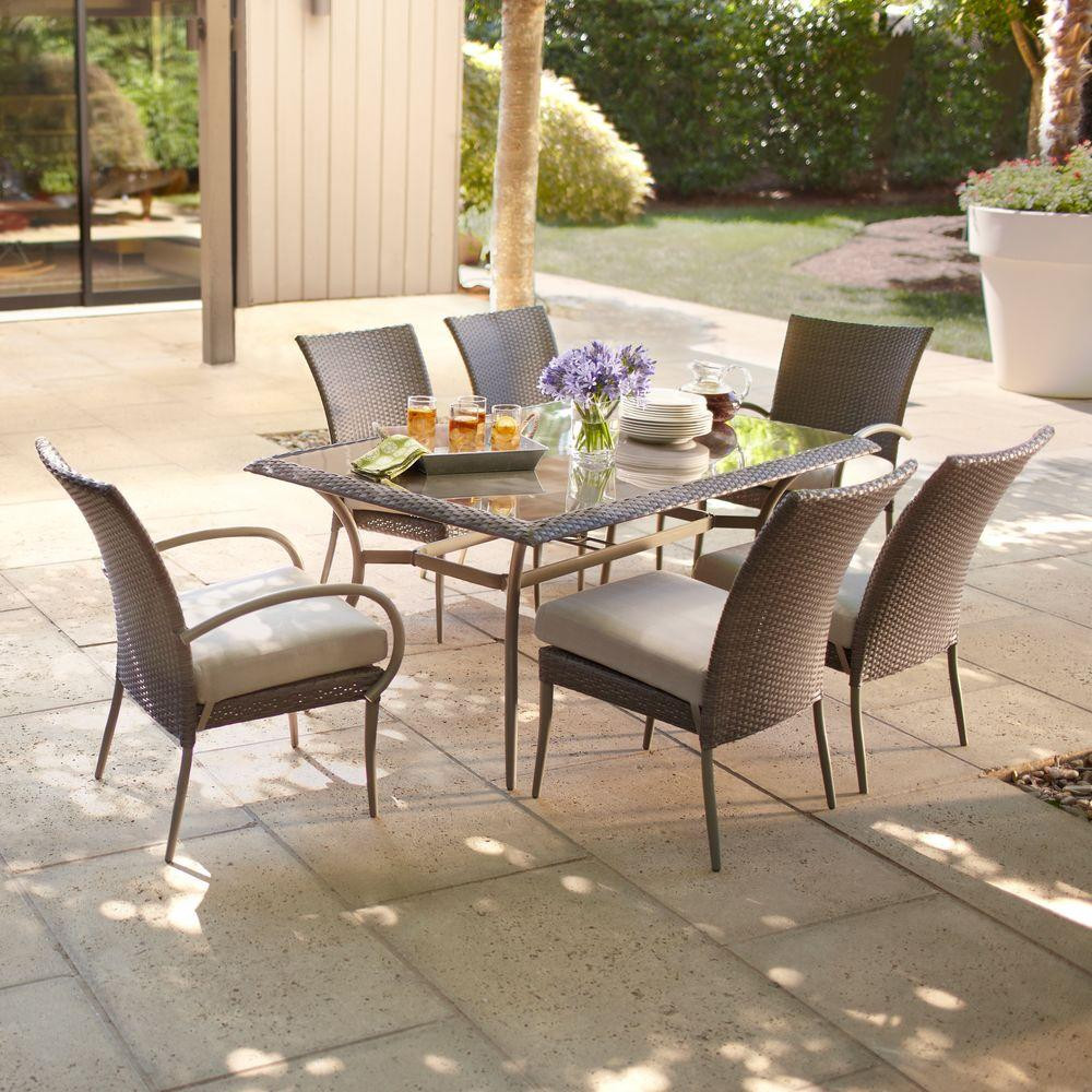 Best ideas about Home Depot Patio Set
. Save or Pin Hampton Bay Posada 7 Piece Patio Dining Set with Gray Now.