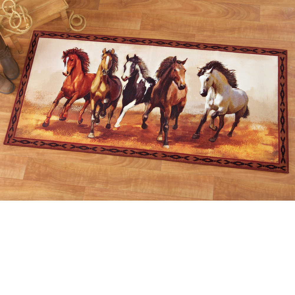 Best ideas about Horse Kitchen Decor
. Save or Pin Western Galloping Horses Rug Mat Aztec Border Design Home Now.