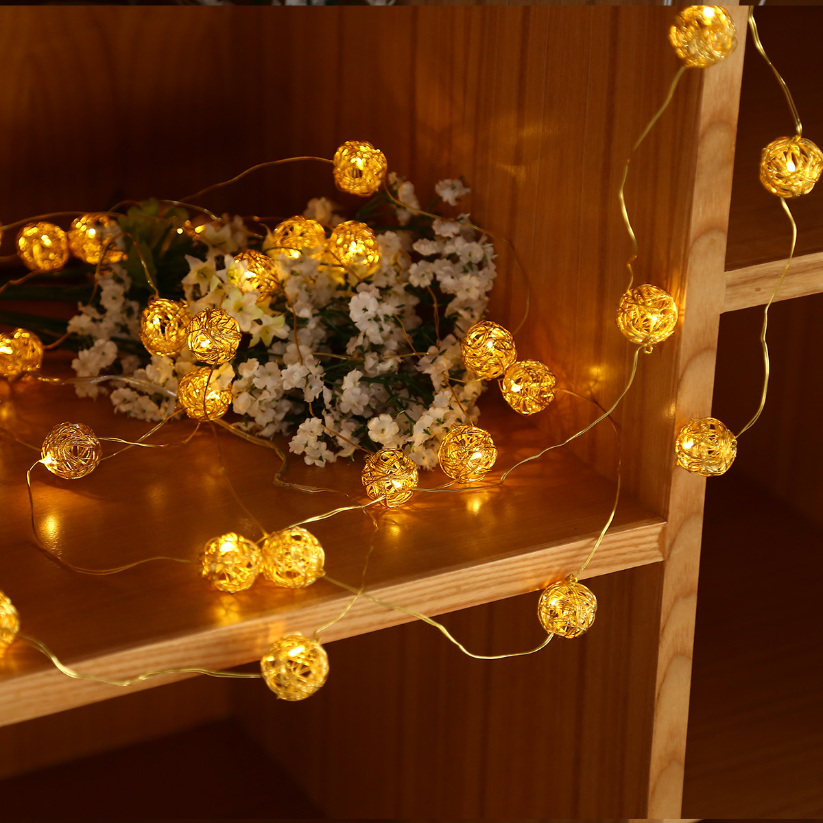 Best ideas about Indoor String Lights
. Save or Pin 4 3M 10FT Gloden Ball Fairy String Light Indoor Outdoor Now.