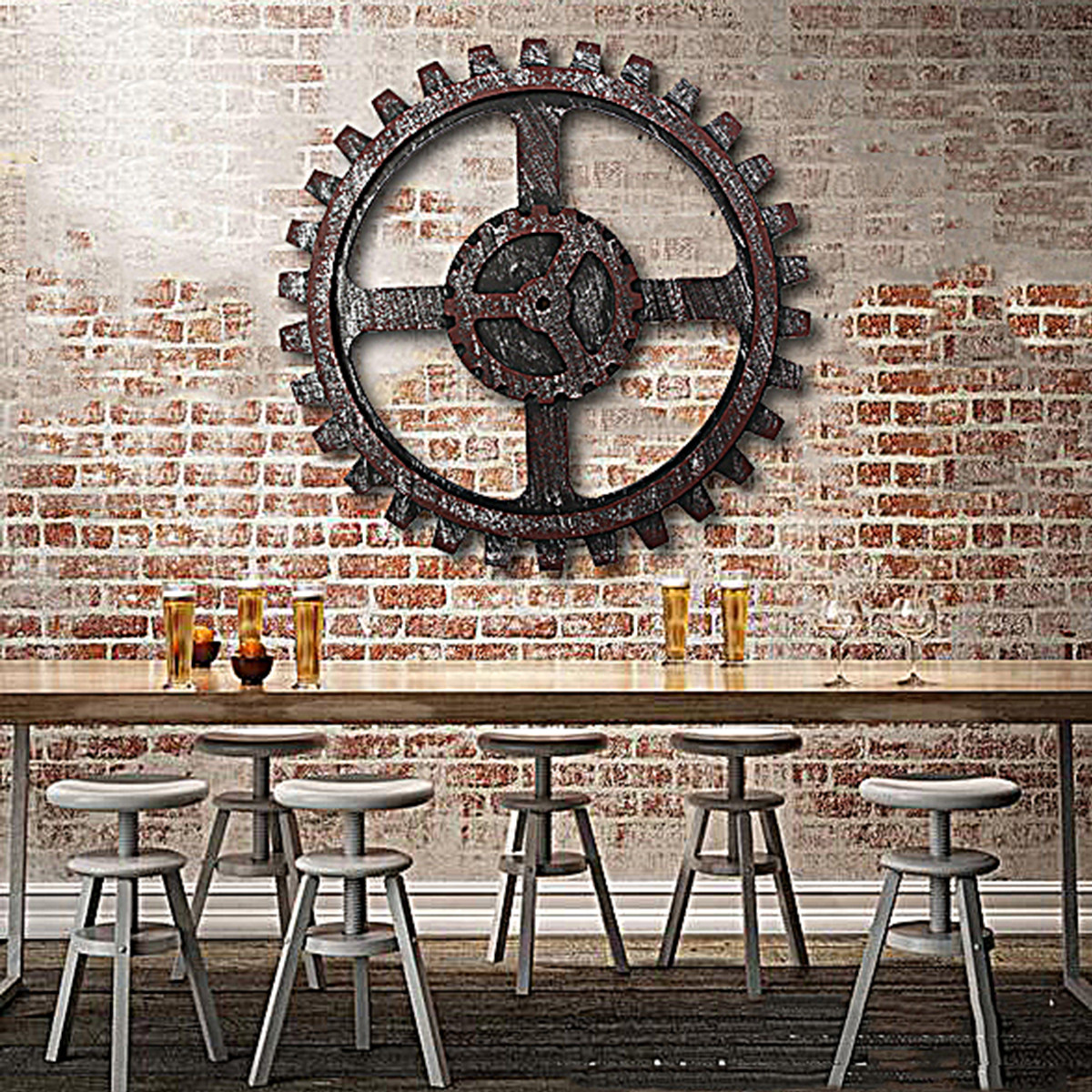 Best ideas about Industrial Wall Art
. Save or Pin Industrial Style Wooden Gear Wall Decor Antique Home Bar Now.