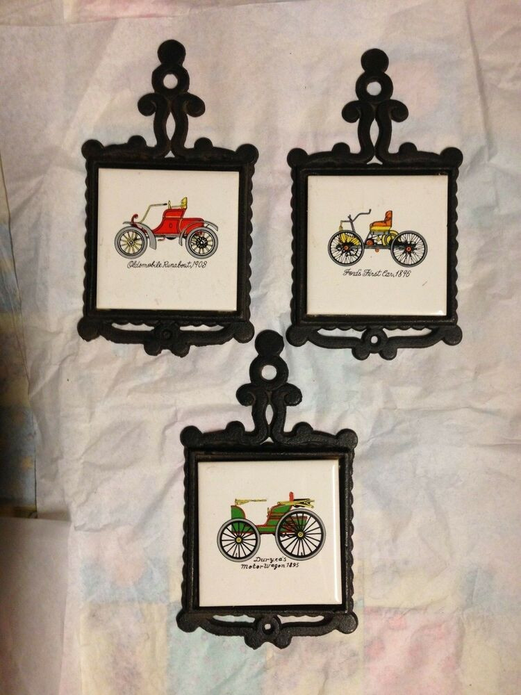 Best ideas about Iron Wall Art
. Save or Pin Vintage Antique Car Tile Trivets Cast Iron Wall Decor Art Now.