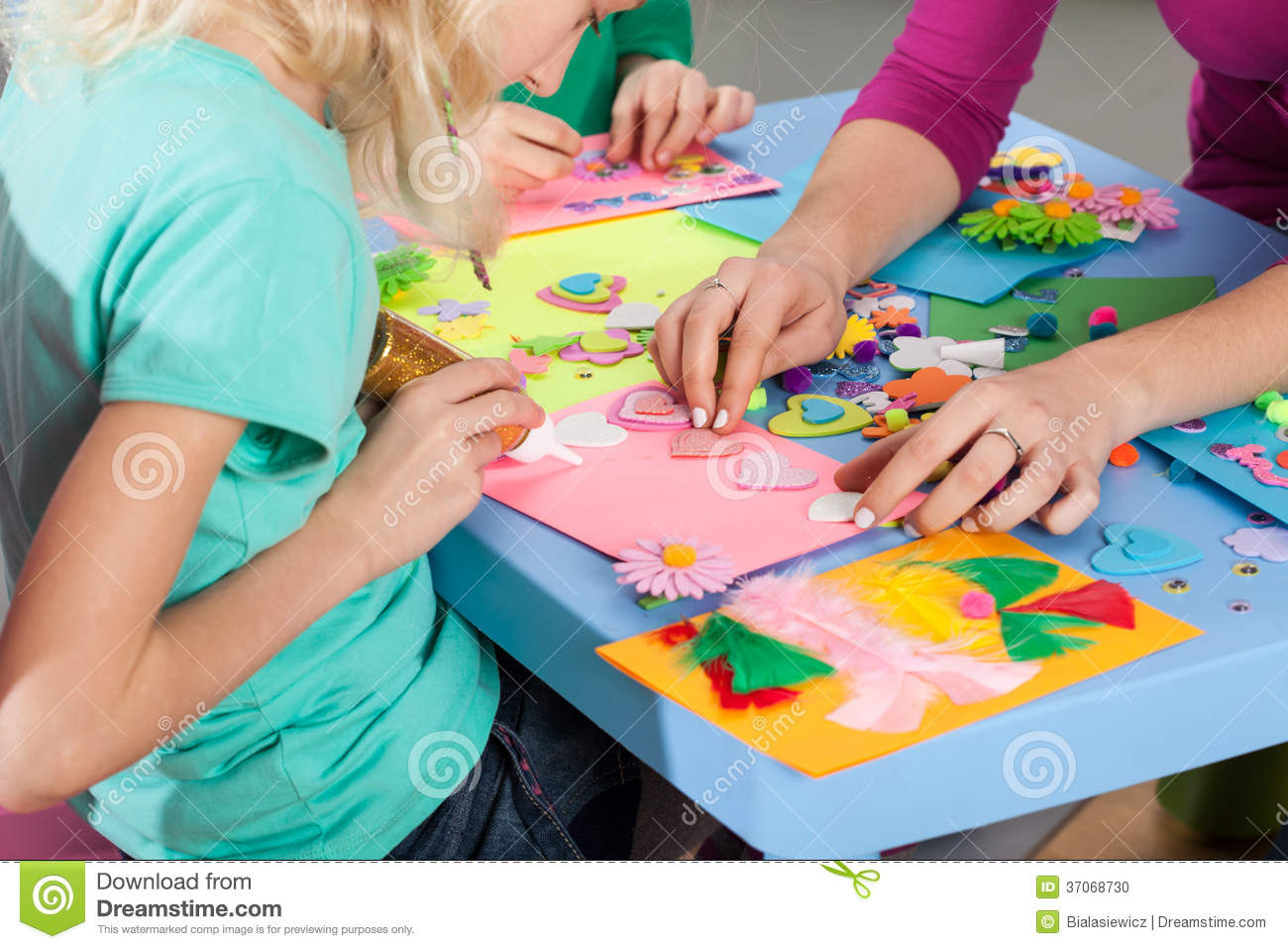 Best ideas about Kids Making Art
. Save or Pin Children Making Decorations Paper Stock Image Now.