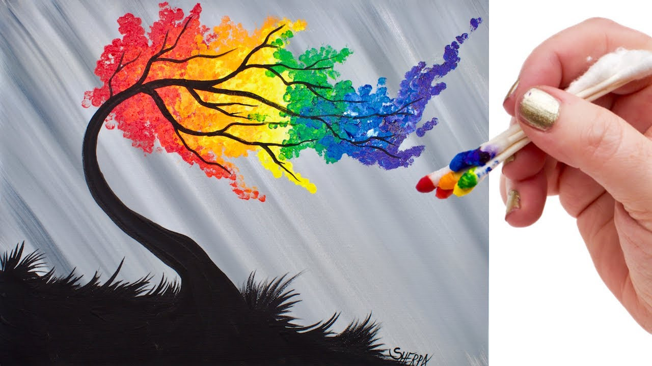 Best ideas about Kids Painting Tutorial
. Save or Pin Rainbow Willow Tree Q Tip Acrylic Painting for Beginners Now.