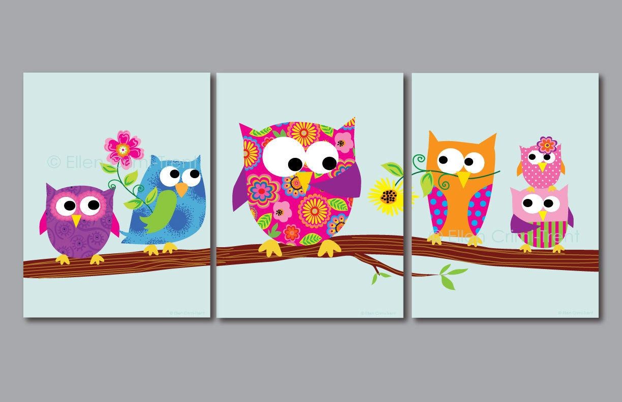 Best ideas about Kids Wall Art
. Save or Pin Kids Wall Art print set owls for girls kids decor Now.