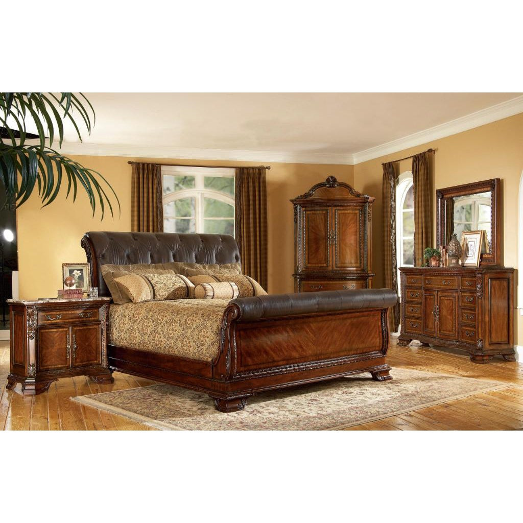 Best ideas about King Size Bedroom Sets
. Save or Pin King size 4 piece Wood Leather Sleigh Bedroom Set Now.