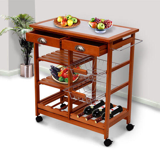 Best ideas about Kitchen Cart With Wine Rack
. Save or Pin 30" Portable Rolling Kitchen Storage Tile Top Island Now.