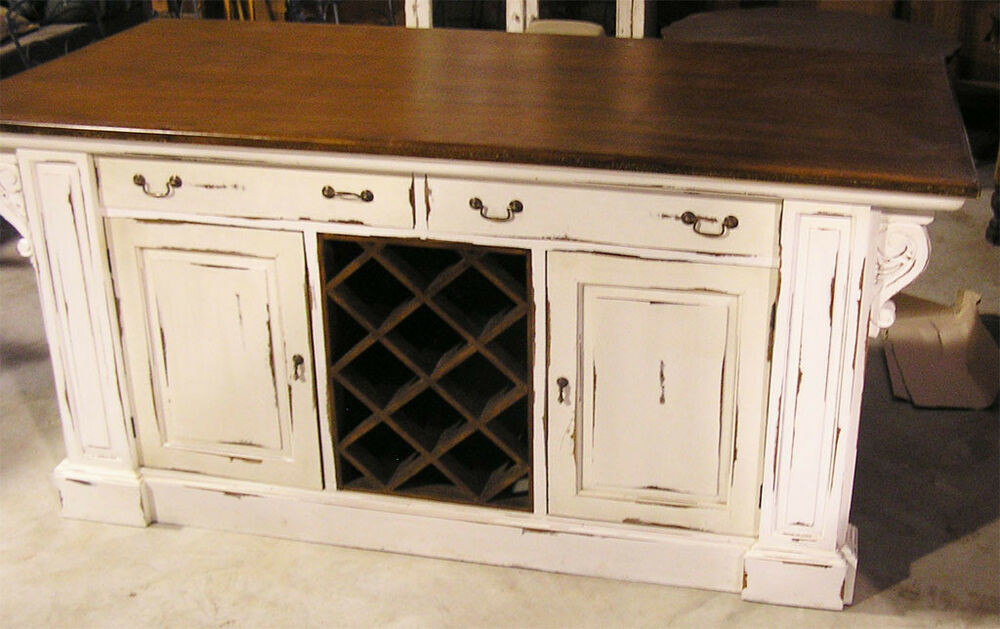 Best ideas about Kitchen Island With Wine Rack
. Save or Pin Kitchen Island with Wine Rack White Distressed Finish Now.