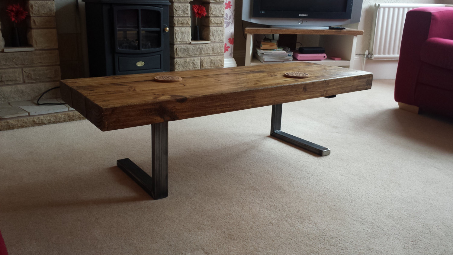 Best ideas about L Shaped Coffee Table
. Save or Pin Coffee table in chunky rustic design with steel L shaped legs Now.