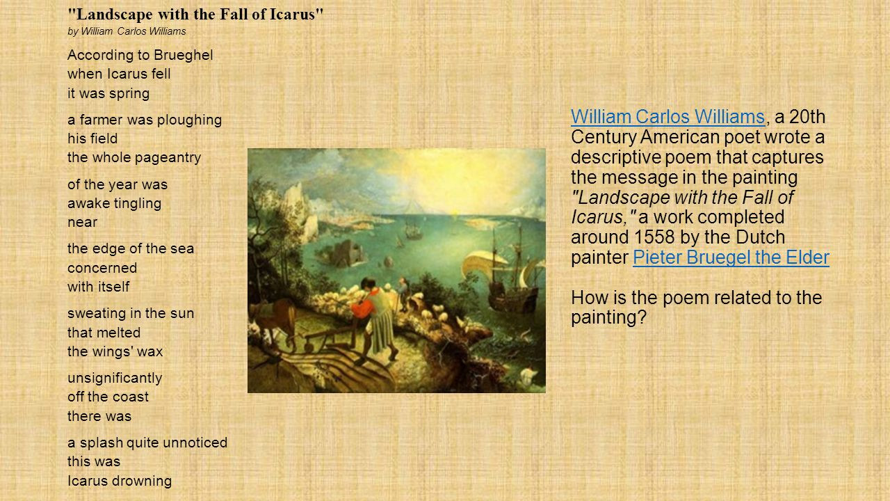 Best ideas about Landscape With The Fall Of Icarus Poem
. Save or Pin Download Landscape With The Fall Icarus Poem Now.