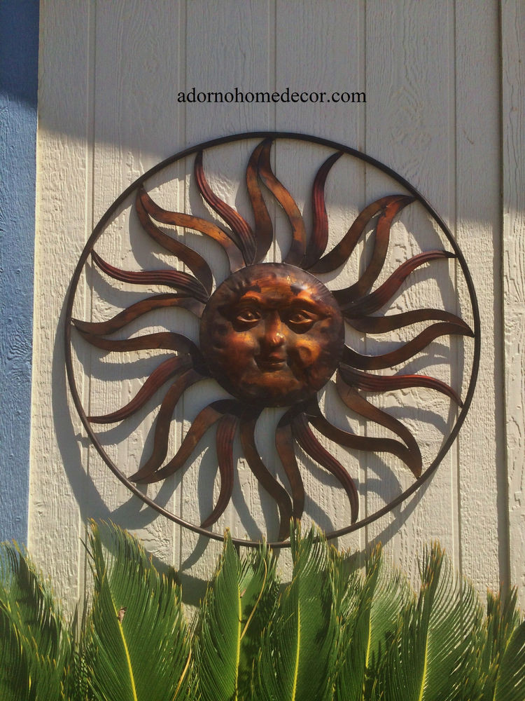 Best ideas about Large Outdoor Metal Wall Art
. Save or Pin Round Metal Sun Wall Decor Rustic Garden Art Indoor Now.