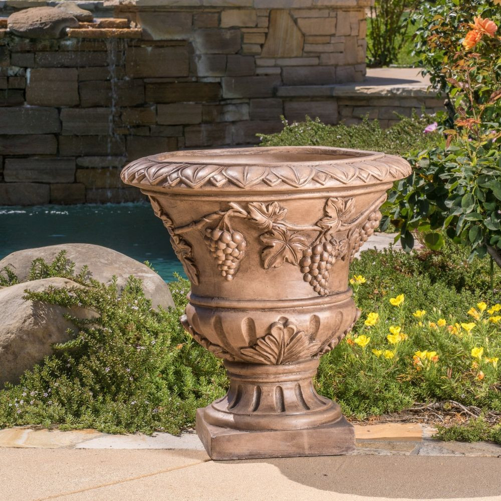 Best ideas about Large Outdoor Planters
. Save or Pin 21" Brown Stone Roman Decor Outdoor Garden Urn Now.