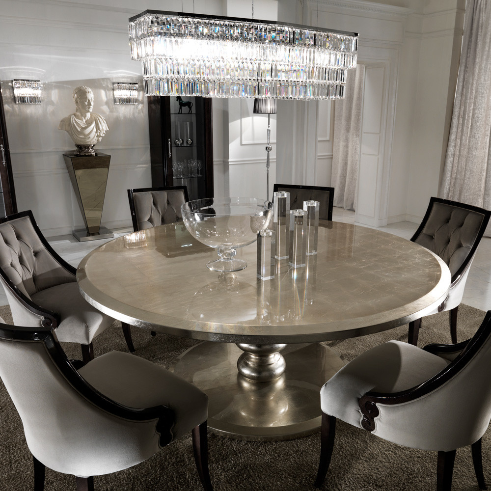 Best ideas about Large Round Dining Table
. Save or Pin Round Italian Champagne Leaf Dining Table and Chairs Now.