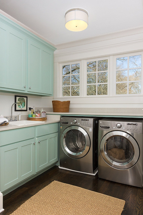 Best ideas about Laundry Room Lighting
. Save or Pin Turquoise Cabinets Contemporary laundry room Now.