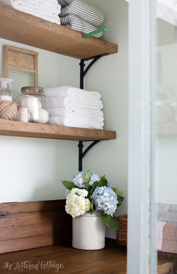 Best ideas about Laundry Room Shelf
. Save or Pin Laundry Room Countertop and Reclaimed Wood Shelves Now.