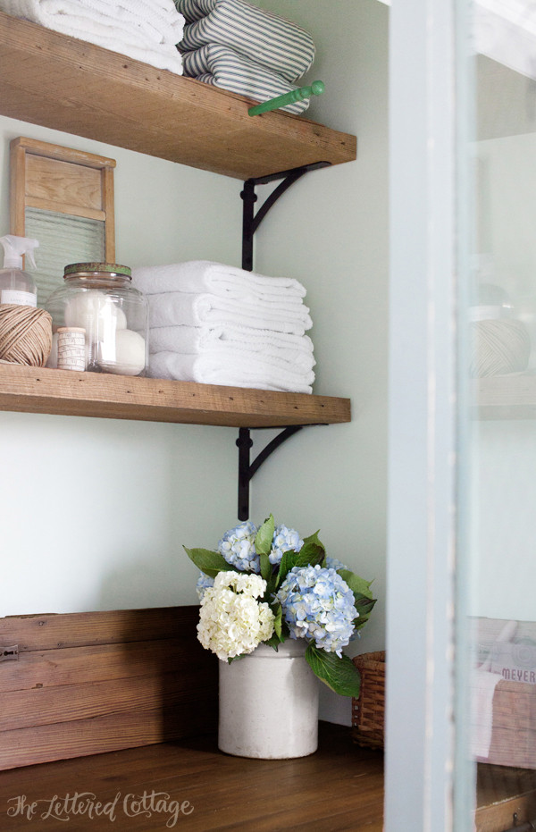 Best ideas about Laundry Room Shelves
. Save or Pin Laundry Room Countertop and Reclaimed Wood Shelves Now.
