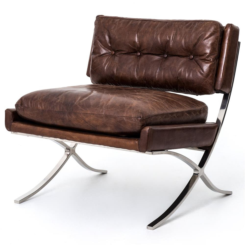 Best ideas about Leather Lounge Chair
. Save or Pin Harvey Industrial Loft Brown Leather Stainless Steel Now.