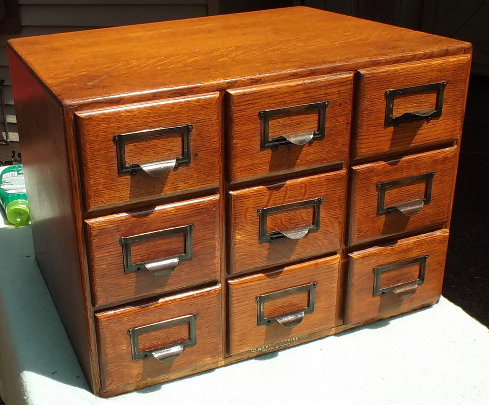 Wood library card cabinet