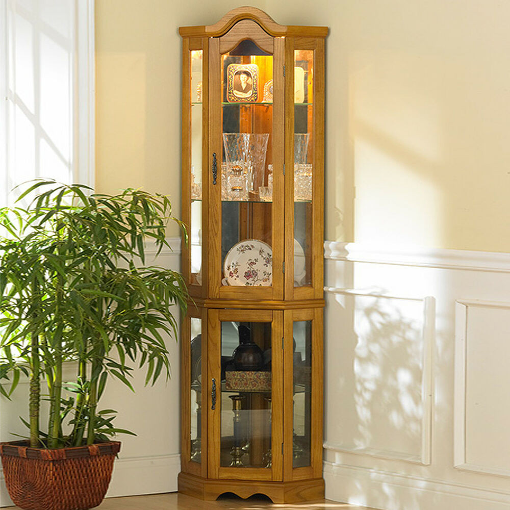 Best ideas about Lighted Curio Cabinet
. Save or Pin Oak Mirrored Lighted Corner Curio Display Glass Cabinet Now.
