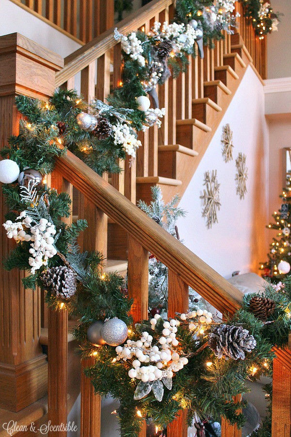 Best ideas about Lighted Garland For Staircase
. Save or Pin How to Hang a Garland on the Stairs Clean and Scentsible Now.