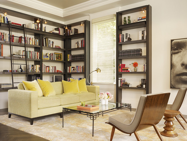 Best ideas about Living Room Bookshelf
. Save or Pin Living room Library Transitional Living Room san Now.