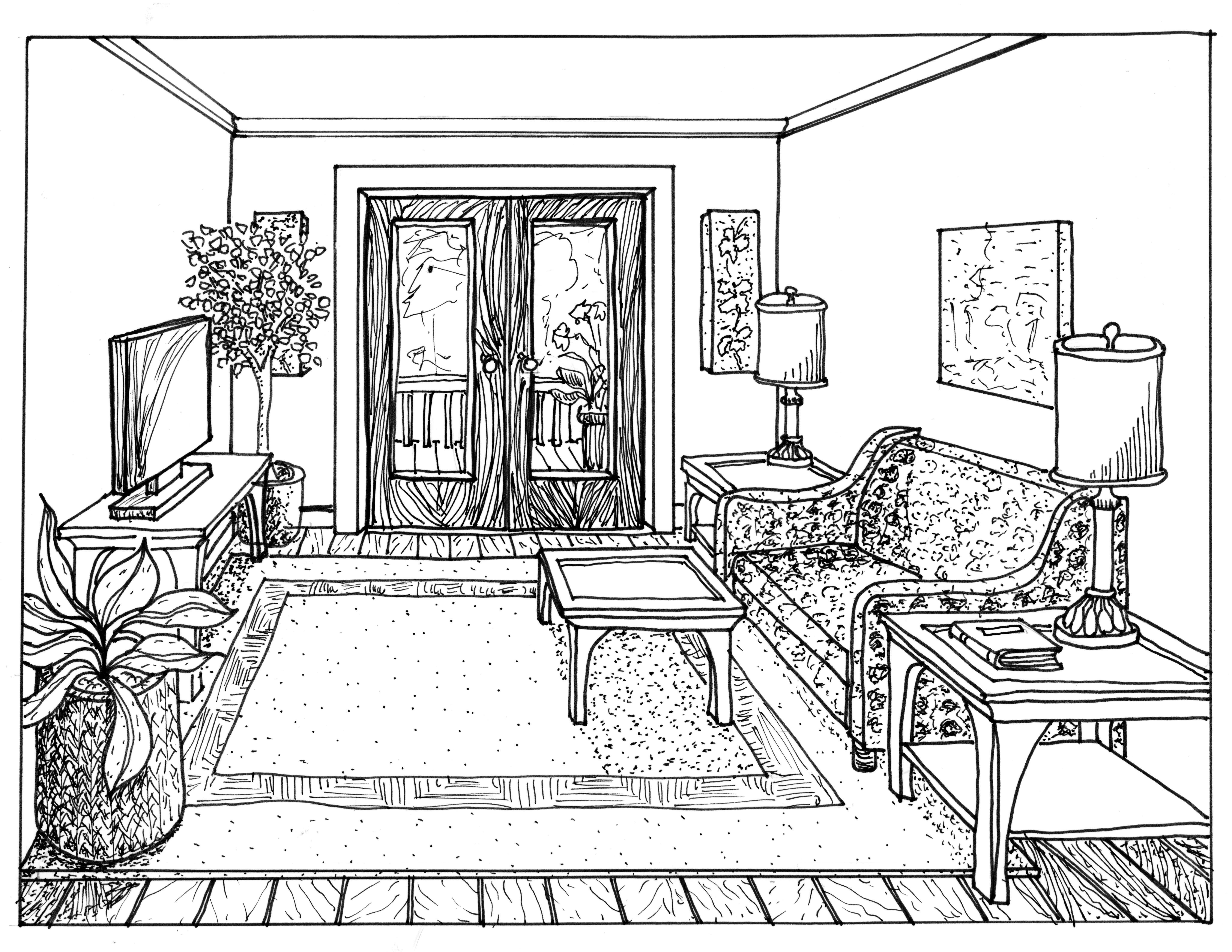 Best ideas about Living Room Drawing
. Save or Pin Drawn room one point perspective Pencil and in color Now.