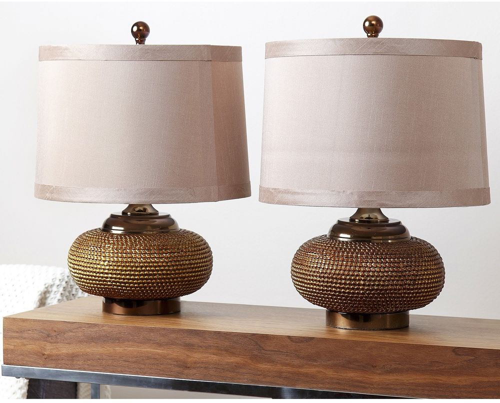 Best ideas about Living Room Lamp
. Save or Pin Modern Table Lamp Set 2 Fabric Shades Gold Antique Now.
