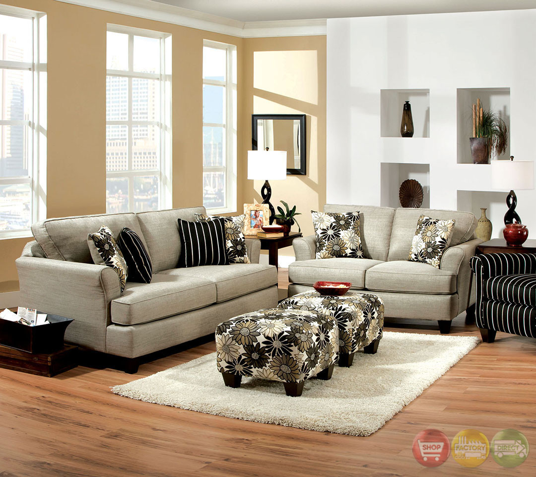 Best ideas about Living Room Set
. Save or Pin Cardiff Contemporary Light Gray and Floral Fabric Living Now.