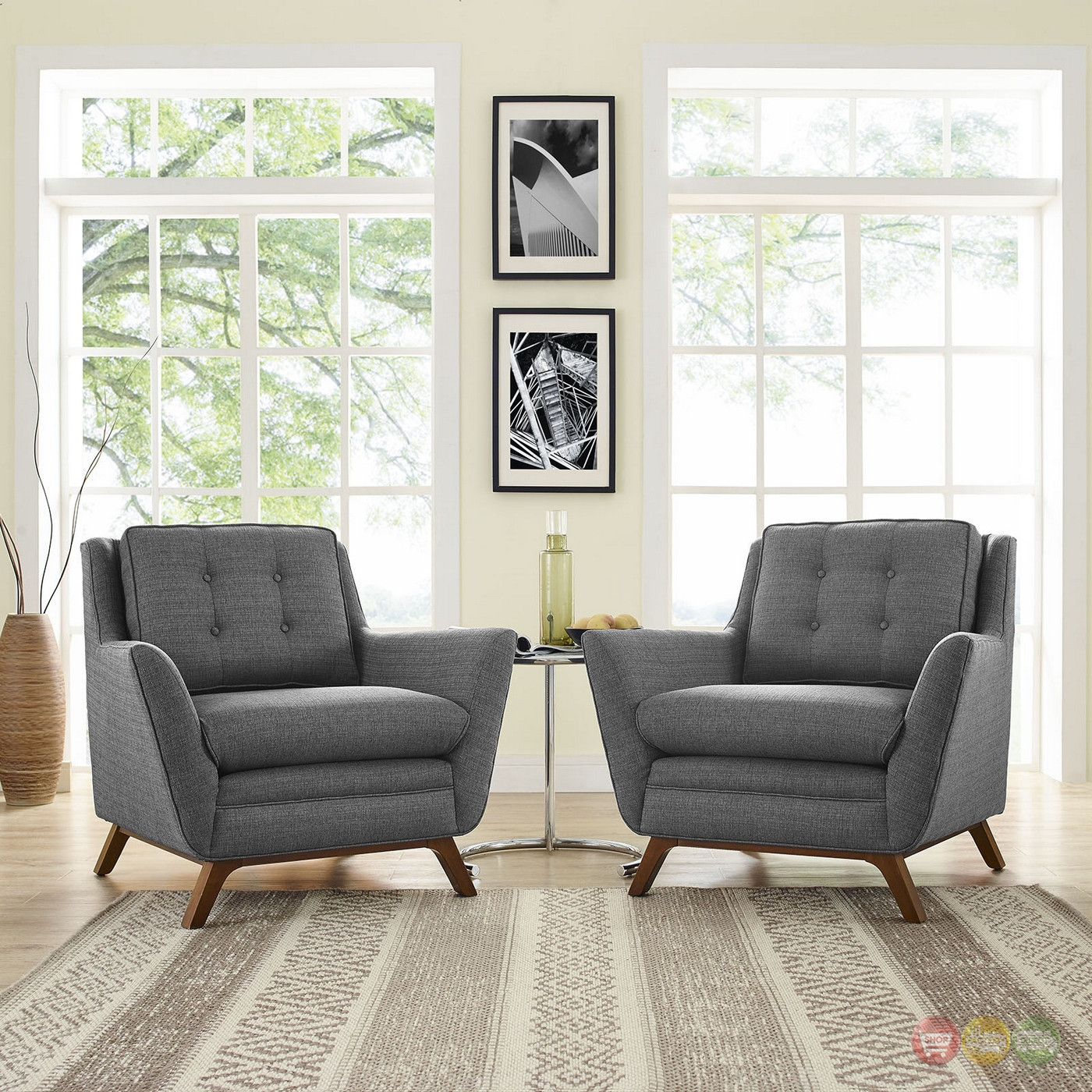 Best ideas about Living Room Set
. Save or Pin Mid Century Modern Beguile 2pc Button Tufted Fabric Living Now.