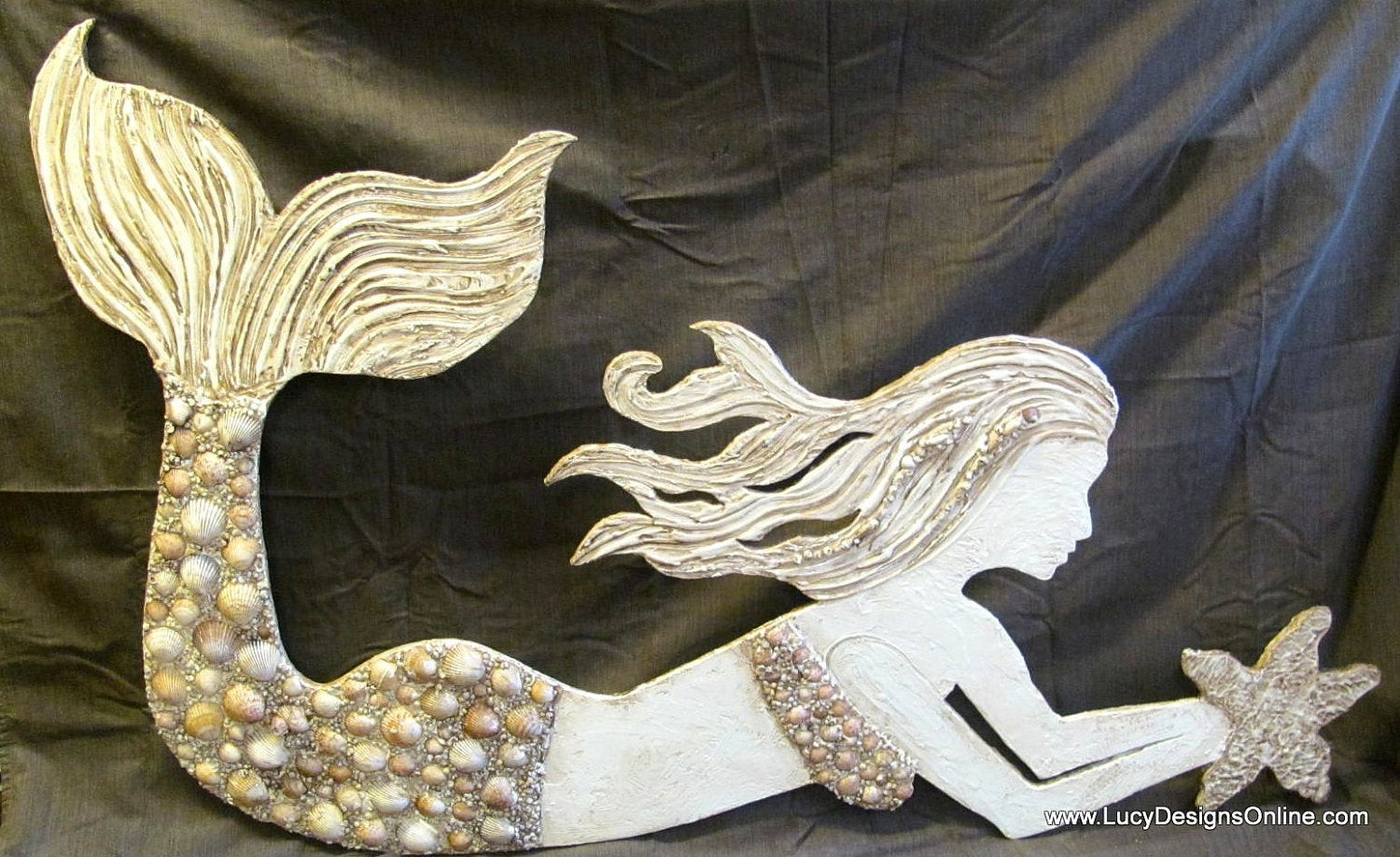 Best ideas about Mermaid Wall Art
. Save or Pin Hand Made Mermaid Wall Art with Shell by Now.