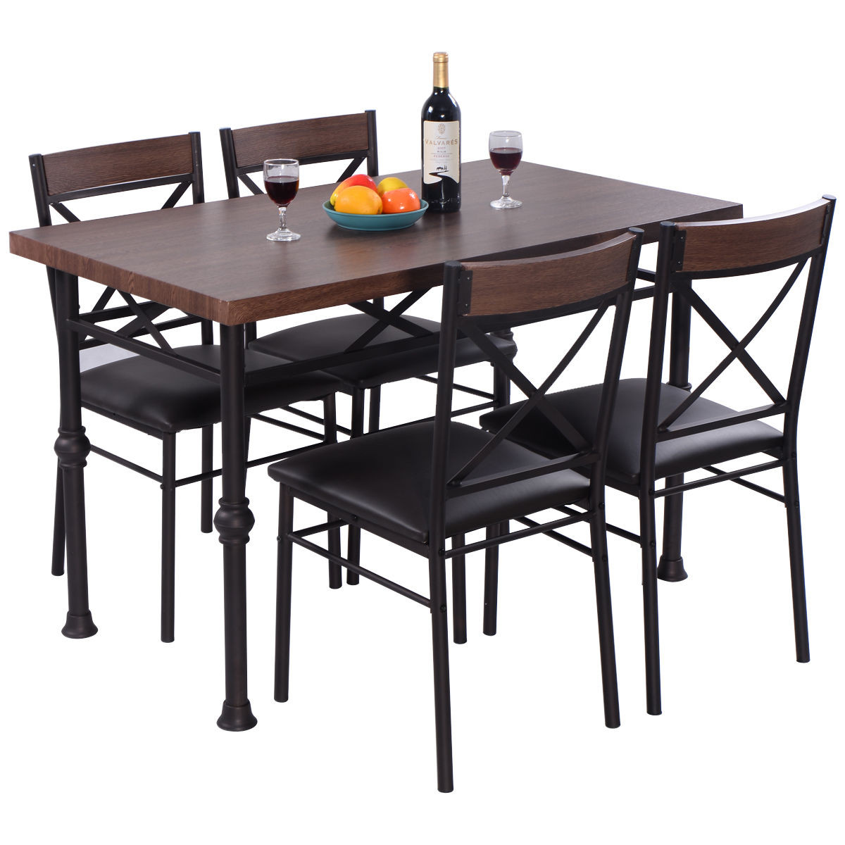 Best ideas about Metal Kitchen Chairs
. Save or Pin Costway 5 Piece Dining Set Table And 4 Chairs Wood Metal Now.