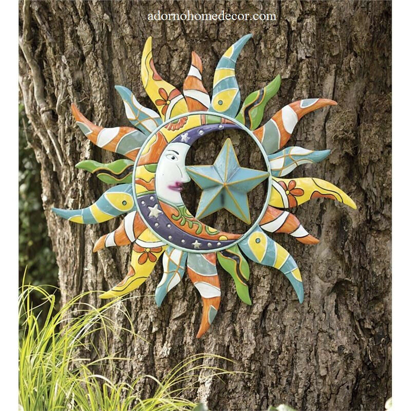Best ideas about Metal Outdoor Wall Art
. Save or Pin Metal Colorful Moon Sun Stars Decor Garden Indoor Outdoor Now.