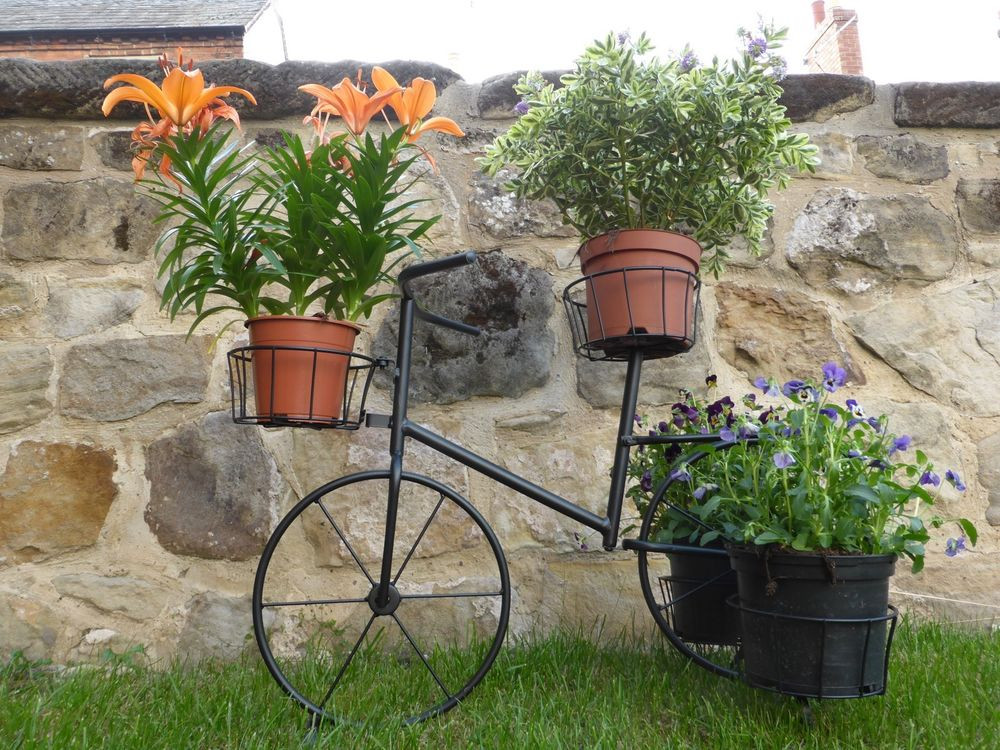 Best ideas about Metal Planters Outdoor
. Save or Pin Black Metal Bicycle Plant Stand Garden Planter to hold 4 Now.