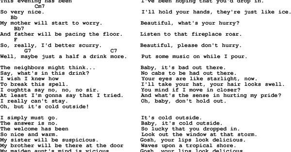 Best ideas about Michael In The Bathroom Ukulele Chords
. Save or Pin Song Baby It s Cold Outside by Frank Loesser with lyrics Now.