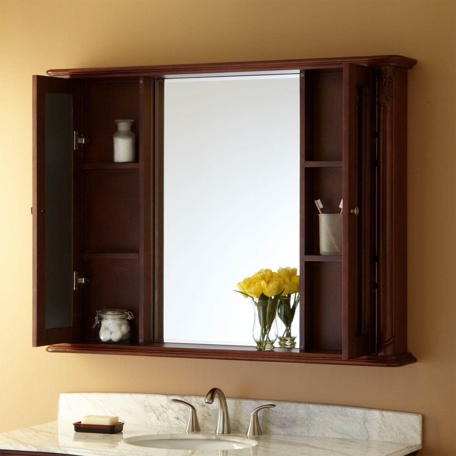 Best ideas about Mirror Medicine Cabinet
. Save or Pin 48" Sedwick Brown Cherry Vanity Bathroom Now.