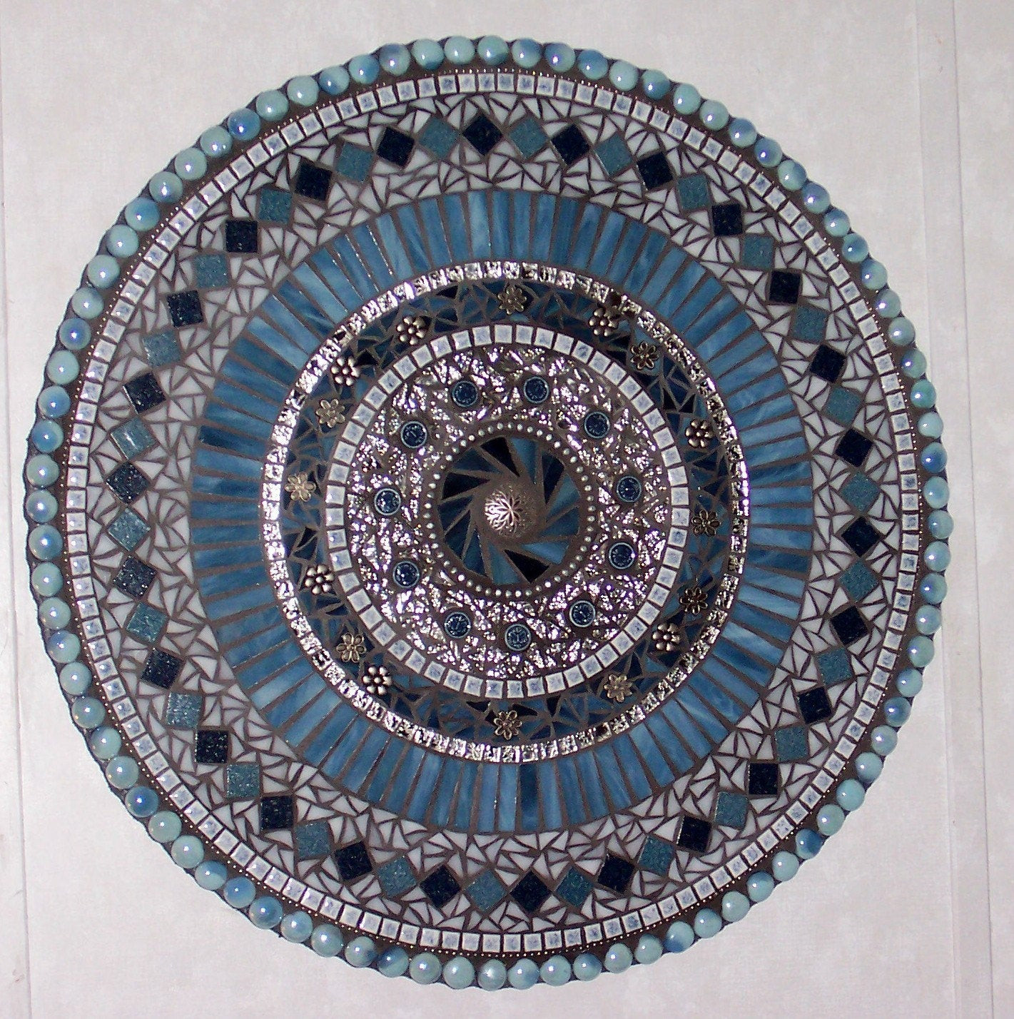Best ideas about Mosaic Wall Art
. Save or Pin Mosaic Wall Art Mixed Media Stained Glass Blue and Silver Now.