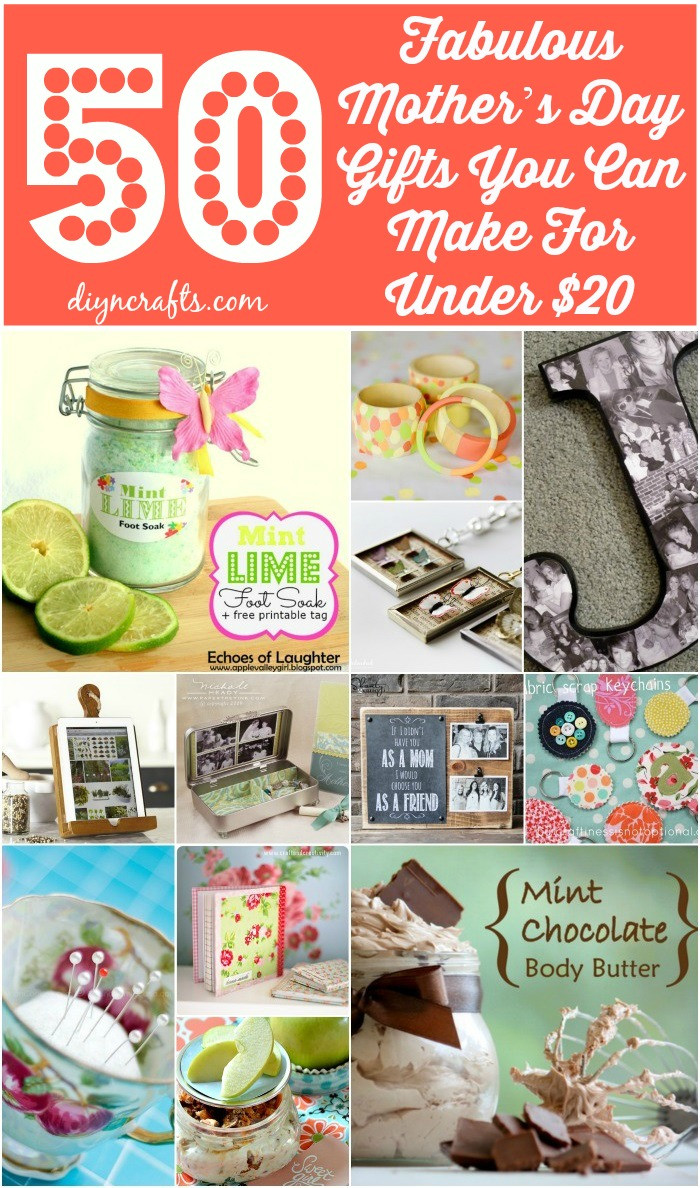 Best ideas about Mothers Day DIY Gift
. Save or Pin 50 Fabulous Mother’s Day Gifts You Can Make For Under $20 Now.