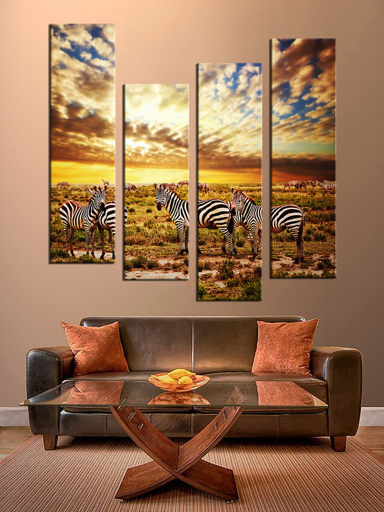 Best ideas about Multi Piece Wall Art
. Save or Pin 4 Piece Multi Panel Art Colorful Wall Decor Zebra Group Now.