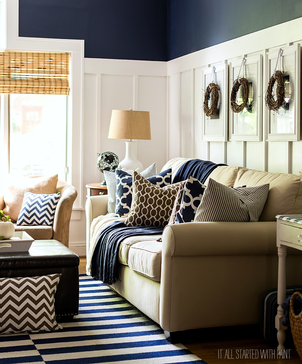 Best ideas about Navy Blue Living Room
. Save or Pin Fall Decor in Navy and Blue Now.