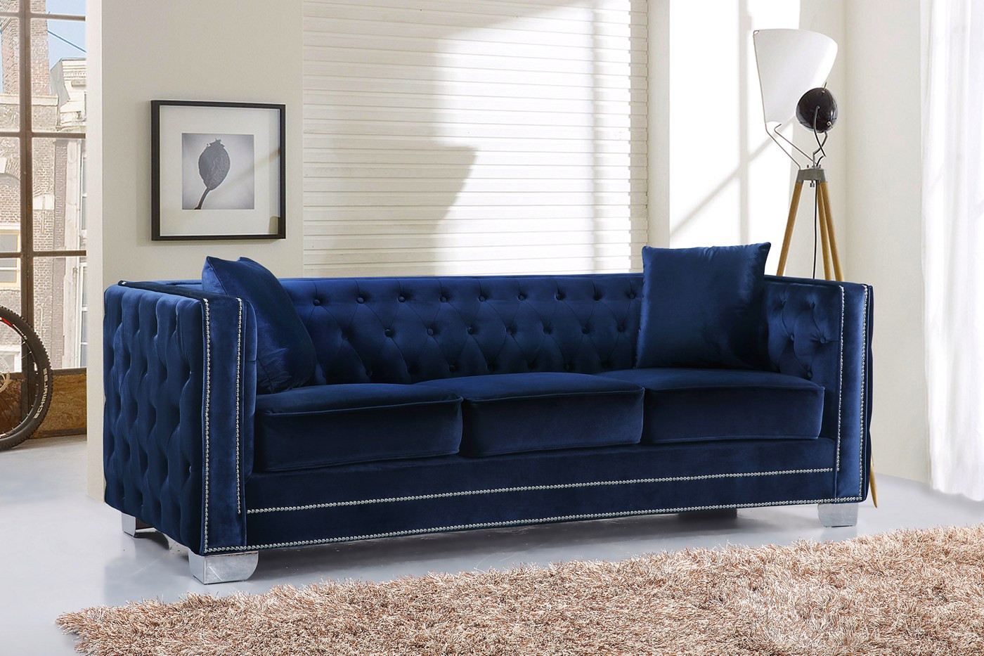 Best ideas about Navy Velvet Sofa
. Save or Pin Gianni Modern Navy Button Tufted Velvet Sofa with Nailhead Now.